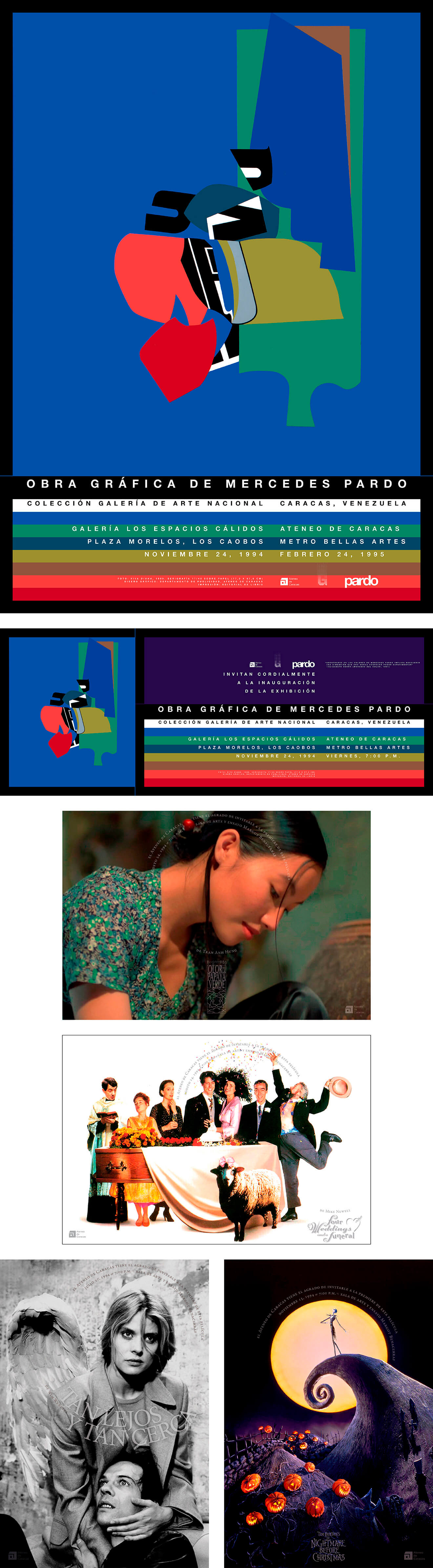 Programas de cine e invitación a la inauguración de una exhibición de arte.